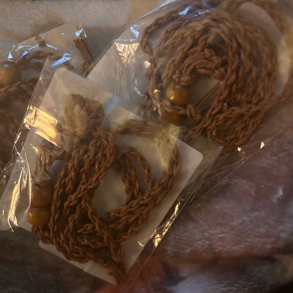 3 Brown Braided necklace without stone